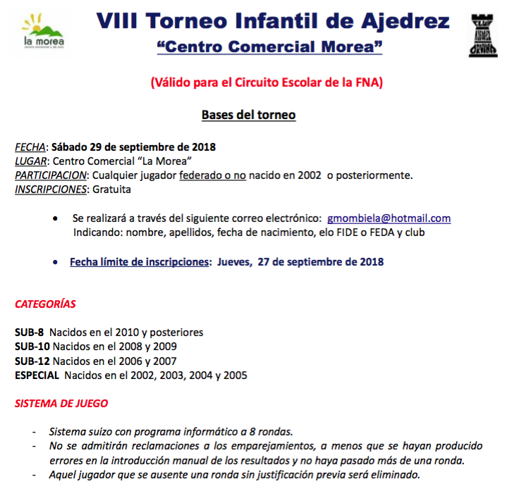 VIII TORNEO ESCOLAR DE LA MOREA